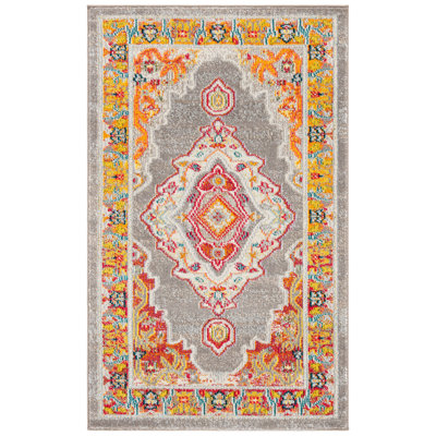 Tapis oriental orange / gris Donnerson