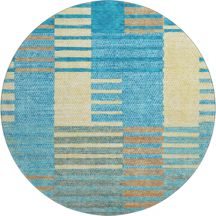 Premium Machine Washable Prisco Teal Rug