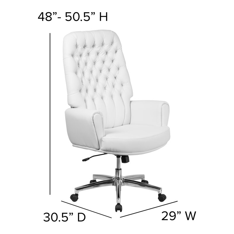 Fauteuil de direction pivotant à dossier haut LeatherSoft, Blanc
