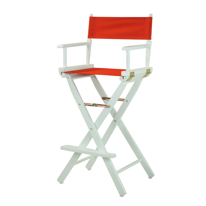 Chaise de réalisateur pliante de 30 po avec toile, Rouge, Blanc