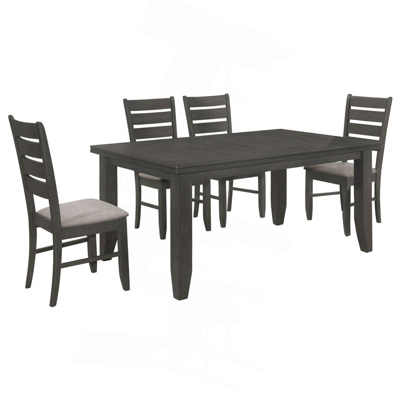 Wood Rectangular Dining Set, 5 Pieces: Table, 4 Chairs