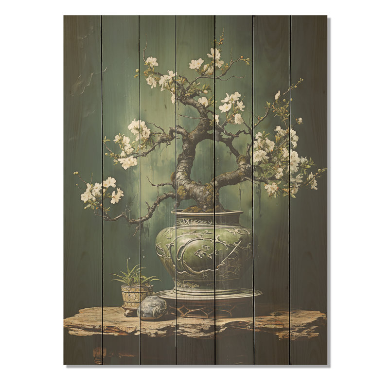 Bonsaï antique III - Bonsaï sur bois, H 20 po x l 10 po