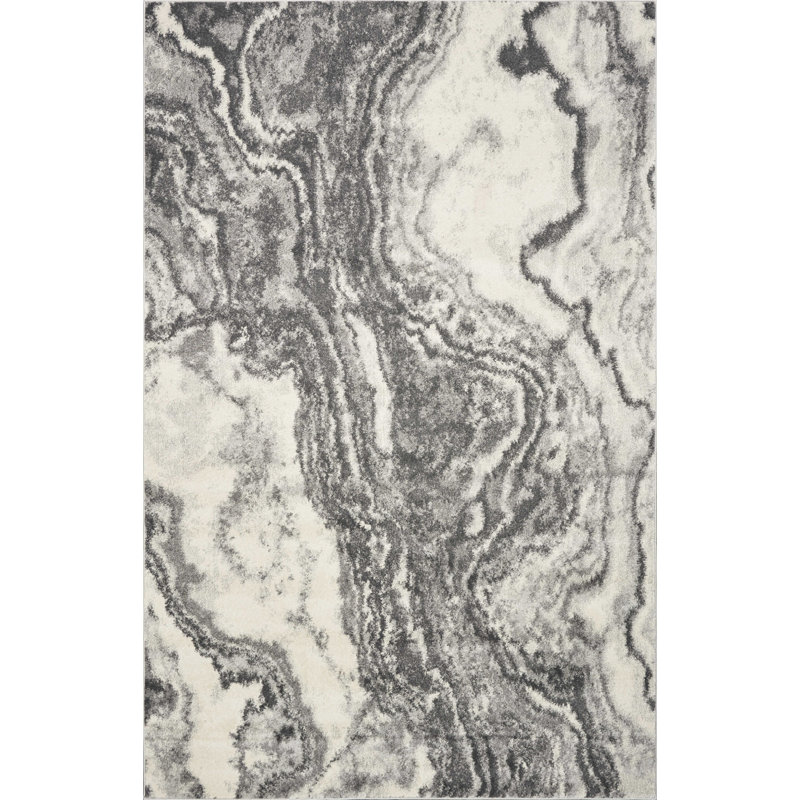 Tapis ivoire / gris Cathelijn, Rectangle 6 pi 7 po x 9 pi 6 po