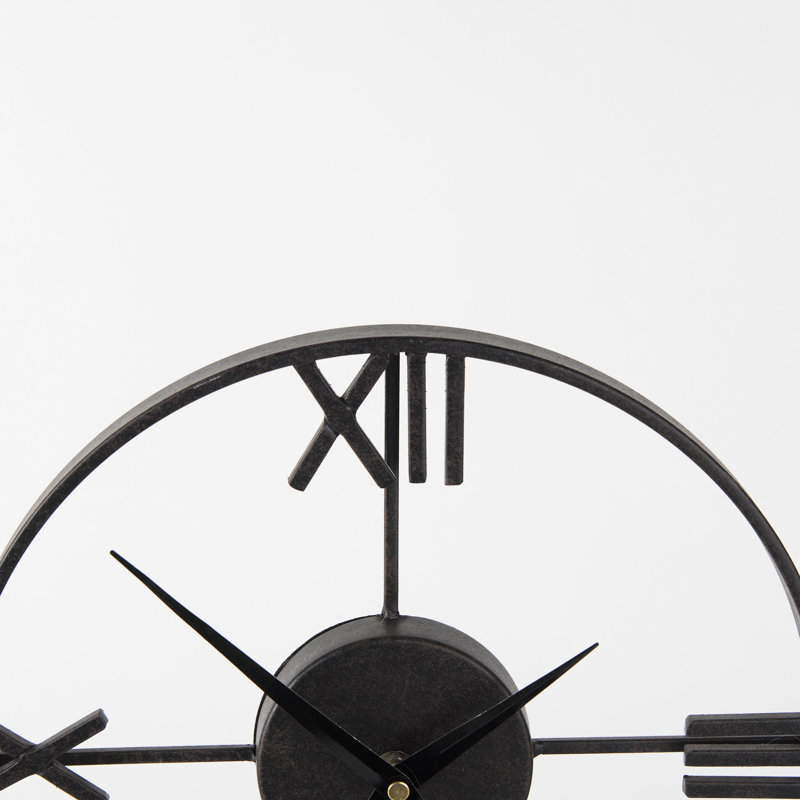 Oris Roman Numeral Metal Quartz Movement / Crystal Tabletop Clock in Black