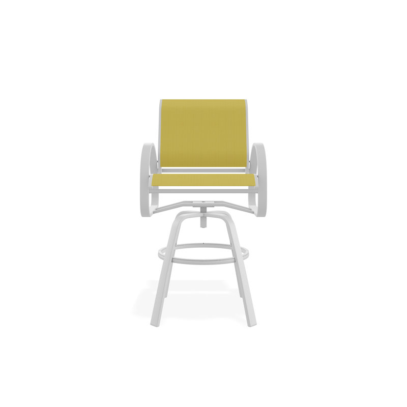 Chaise de café pivotante en aluminium Aruba II, Blanc, Jaune, 29