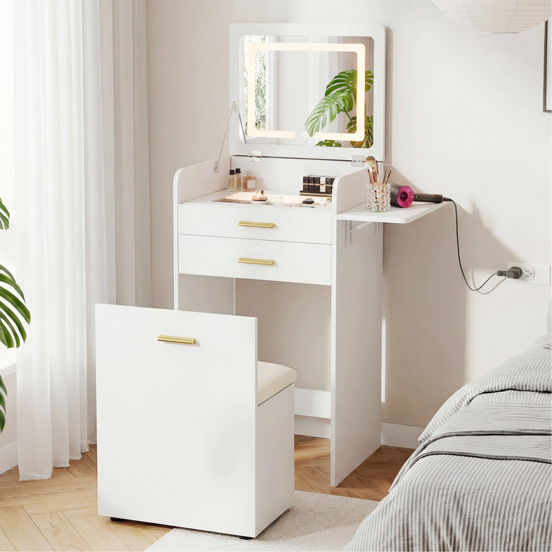 Mini-coiffeuse à bascule avec tabouret