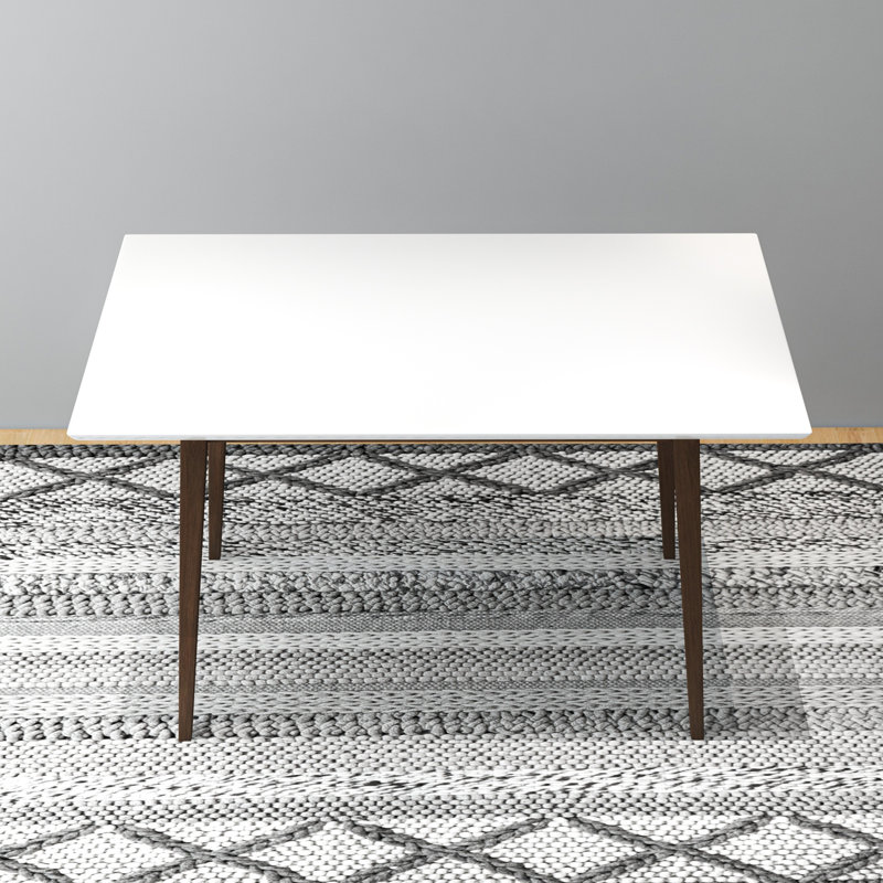 Table de salle à manger en bois massif Aaban, Blanc, H 29,5 po x L 63 po x l 35,5 po