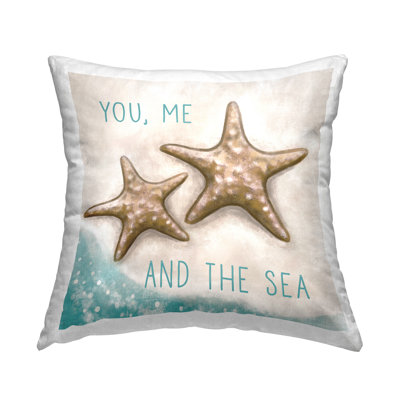 You Me & Sea Romantic Starfish Beach Shore Printed Throw Pillow Design By Elizabeth Tyndall -  East Urban Home, 23DBD3985EF542889904812416722C3E