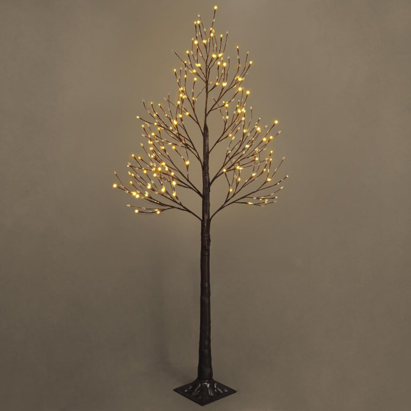 6FT Artificial Lighted Willow Tree w/ 120 LED Lights, 72 Inch Twinkling Twig Tree for Festival Decoration, 72", 1-piece