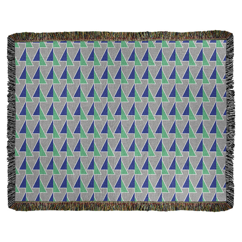 Couverture en coton tissé à flèches changeante, l 50 po x L 60 po, Vert/bleu