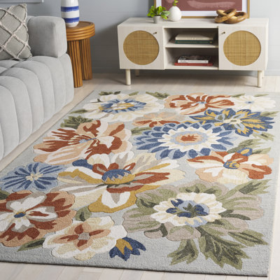 Laine touffetée à la main Jardin; Tapis d'intérieur floral en coton