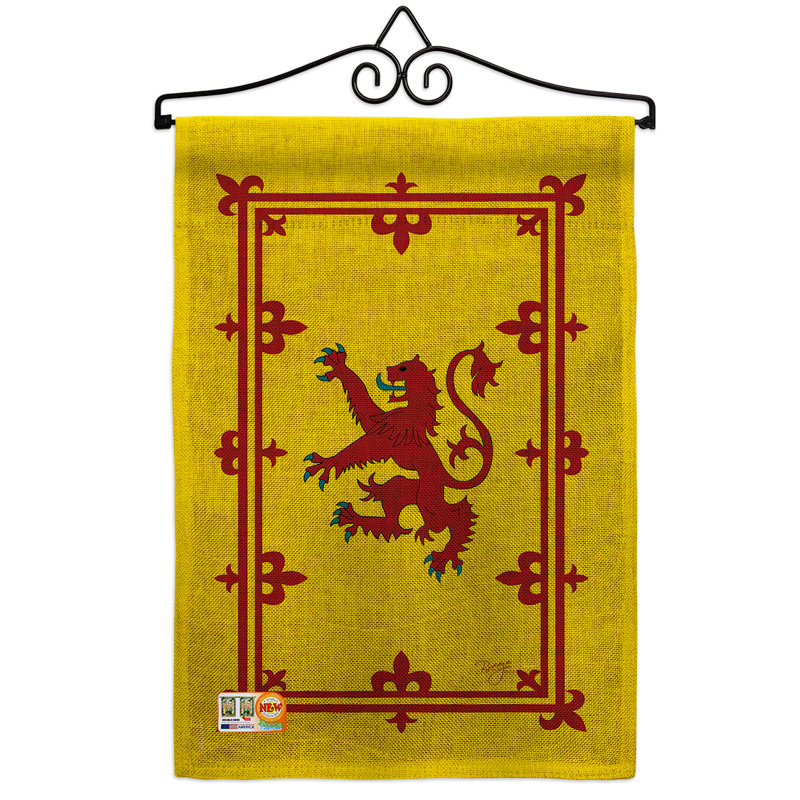 En toile jute à 2 côtés 19 po x l 13 po rampart lion drapeau de jardin
