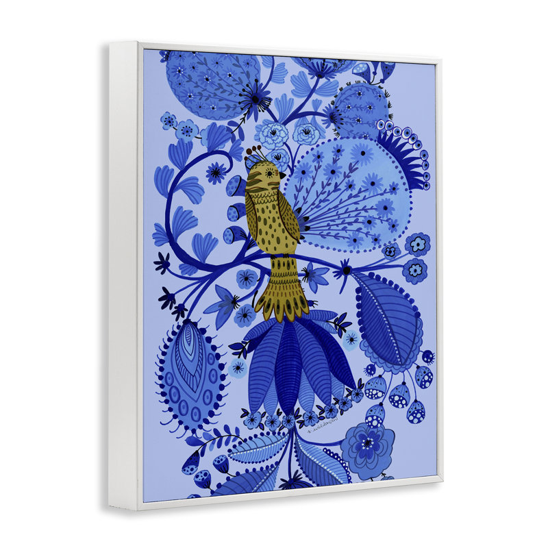 Oiseau fantaisiste d'inspiration populaire, estampe numérique, design par Kay Widdowson, H 14 po x l 11 po