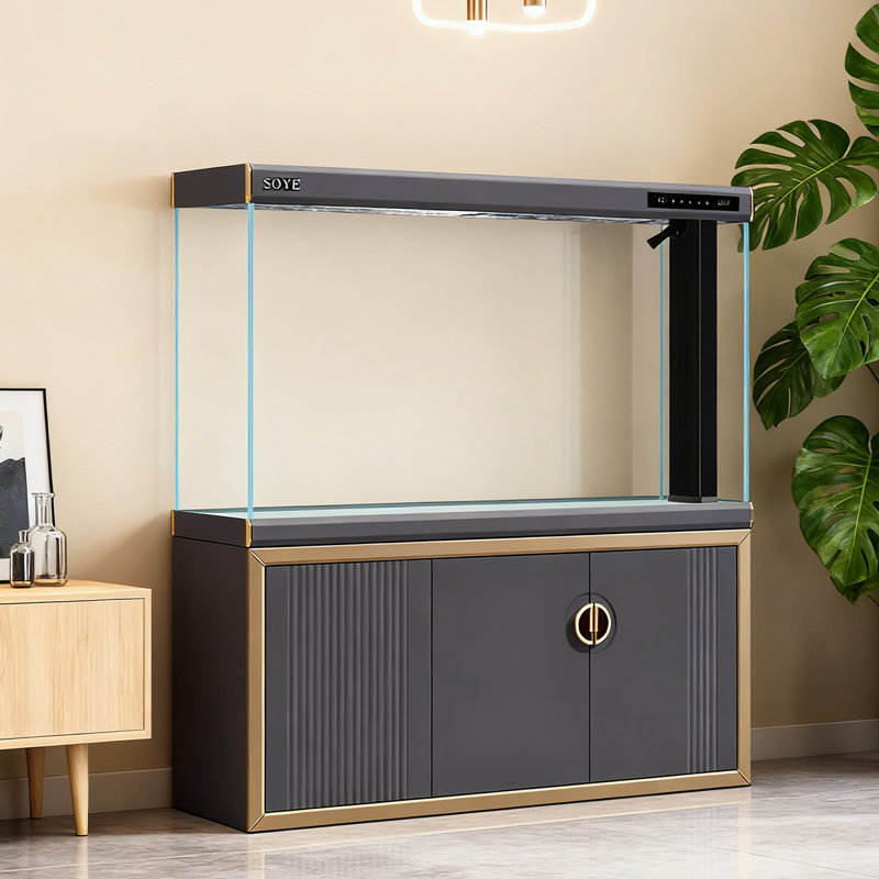 Réservoir d'aquarium en verre extra large, Gris foncé