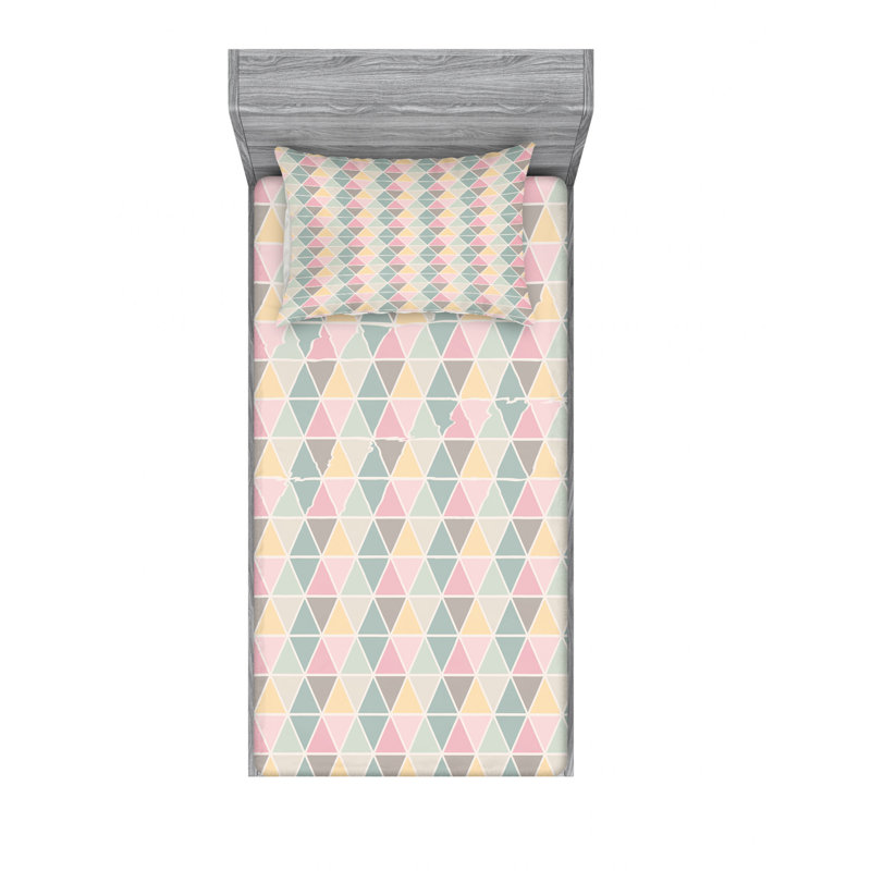 Microfiber Geometric Sheet Set, Twin XL Sheet Set with Fitted Sheet