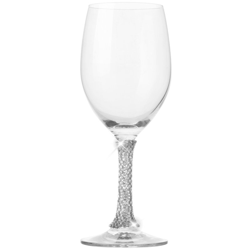 Verre à pied 12 oz. Northmoore Verre à vin blanc sans plomb, Ensemble de 2, Argent