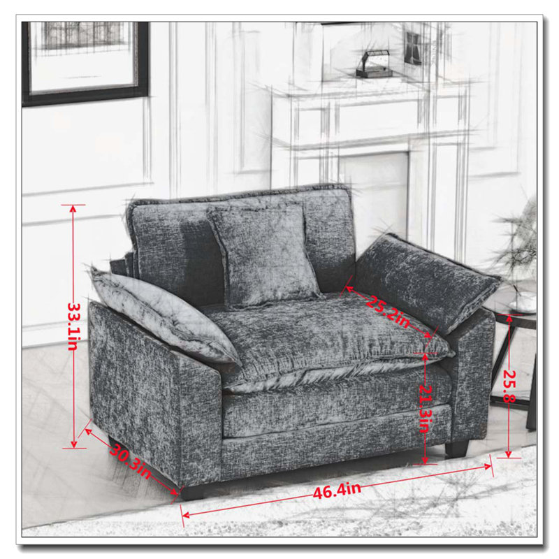 Fauteuil chenille en tissu, coussin d'assise rembourré à double couche, Vert