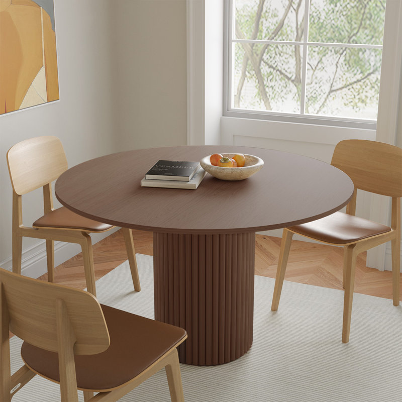 Astraea Round Wood Dining Table, 29.6"H x 40"L x 40"W, Walnut