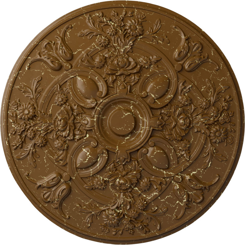 Médaillon de plafond traditionnel Endurathane, diamètre extérieur de 31 1/2 po x P 2 1/2 po (convient aux auvents jusqu'à 8 1/4 po), fini or éclair peint à la main