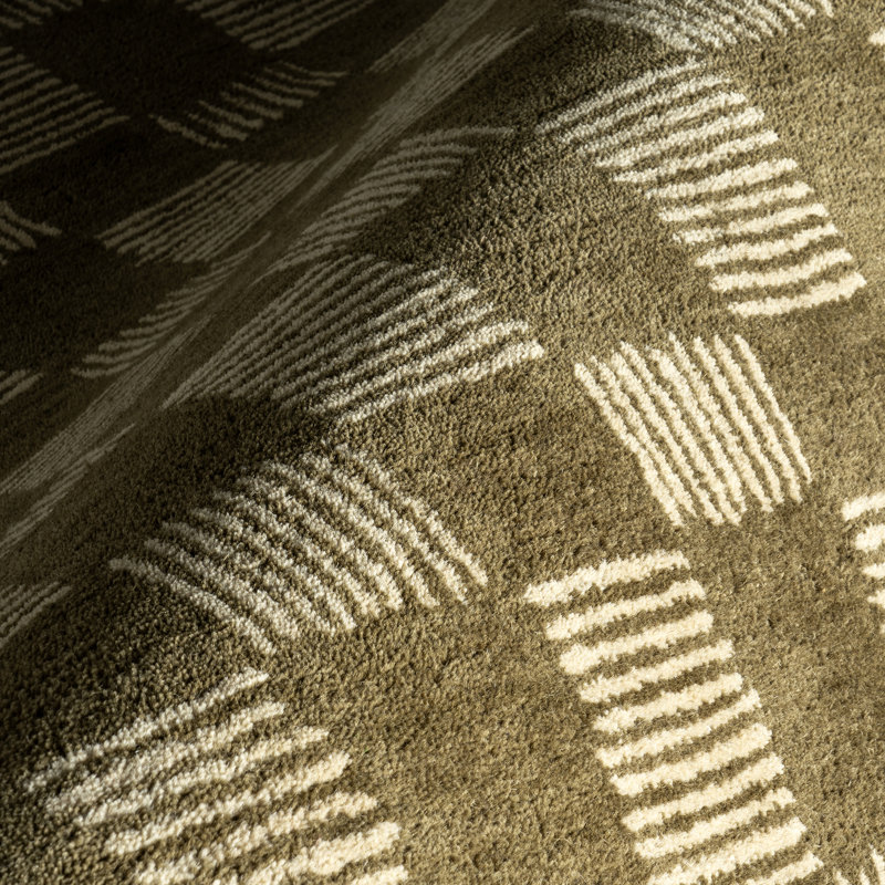Olive and Beige Hand-Tufted Wool Rectangular Area Rug