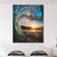 Vagues de l'océan colorées tombant vers le bas - art mural moderne en métal brillant bord de mer-35061627-35061626