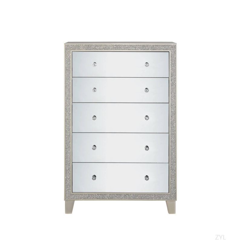Commode à finition miroir et champagne