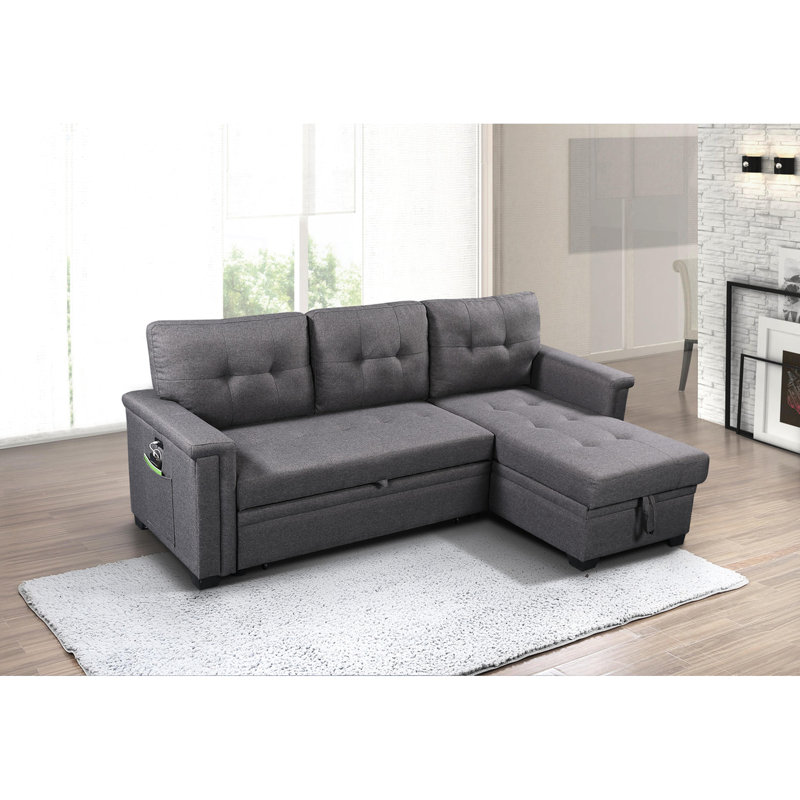 Canapé modulaire en lin gris foncé avec charge Pochette haute