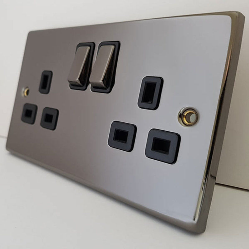 Black Nickel 2 Gang Size 45A Switch