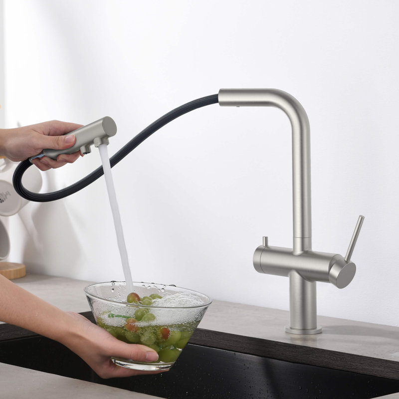 Robinet de cuisine à un trou KIBI, Nickel brossé