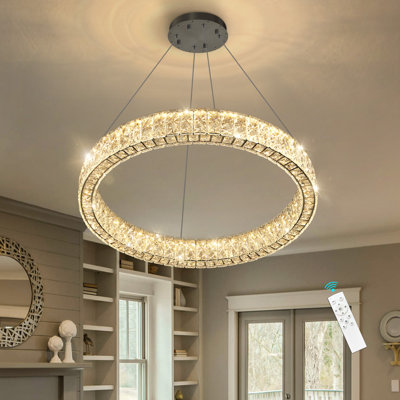 Led Crystal Ring Chandelier Black