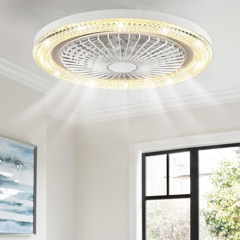 Kaben Flush Mount Ceiling Fan with LED Light and Remote Control, Warm/White LED