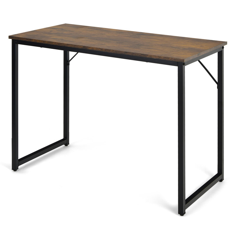 Cerita Steel Writing Desk, Black, Rustic Brown