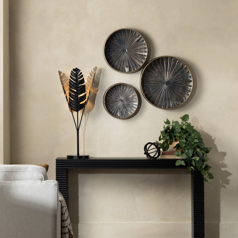 34" Metal Table Lamp With Black Shade