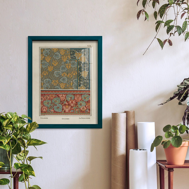 Nouveau Decorative I, reproduction d'art encadrée, H 15 po x l 12 po x P 1 po, Bleu