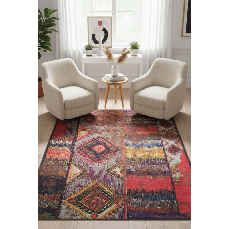 Tapis décoratif bleu marine Ottilie, Rectangle 5' x 7'7"
