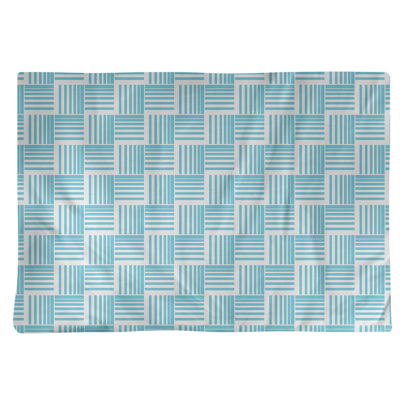 Napperon en coton à rayures de 18 po classique Baskettressées, Bleu sarcelle / Gris, Coton
