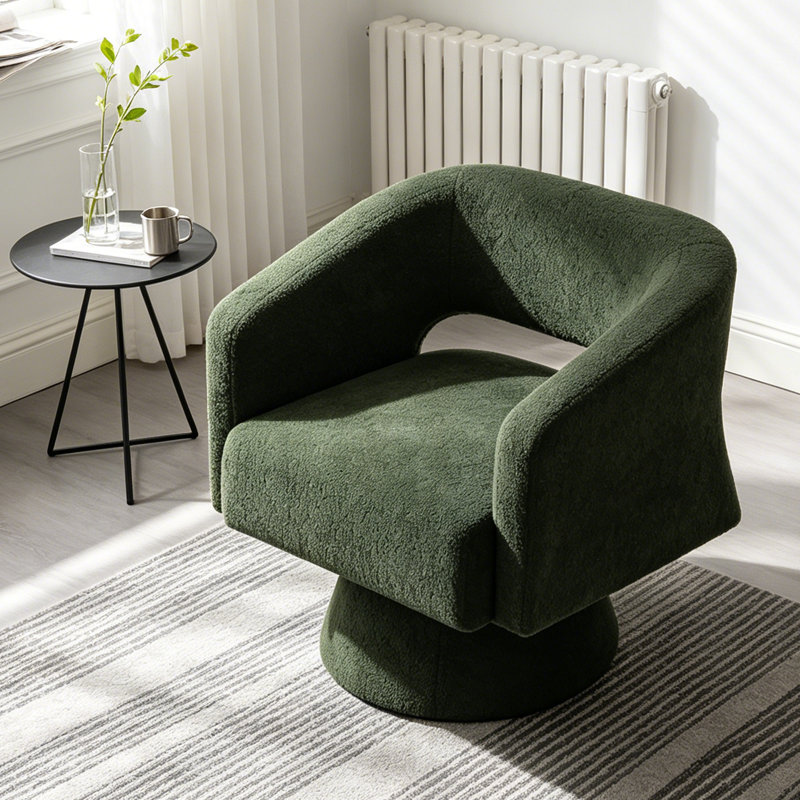 Upholstered Swivel Accent Barrel Chair, Green