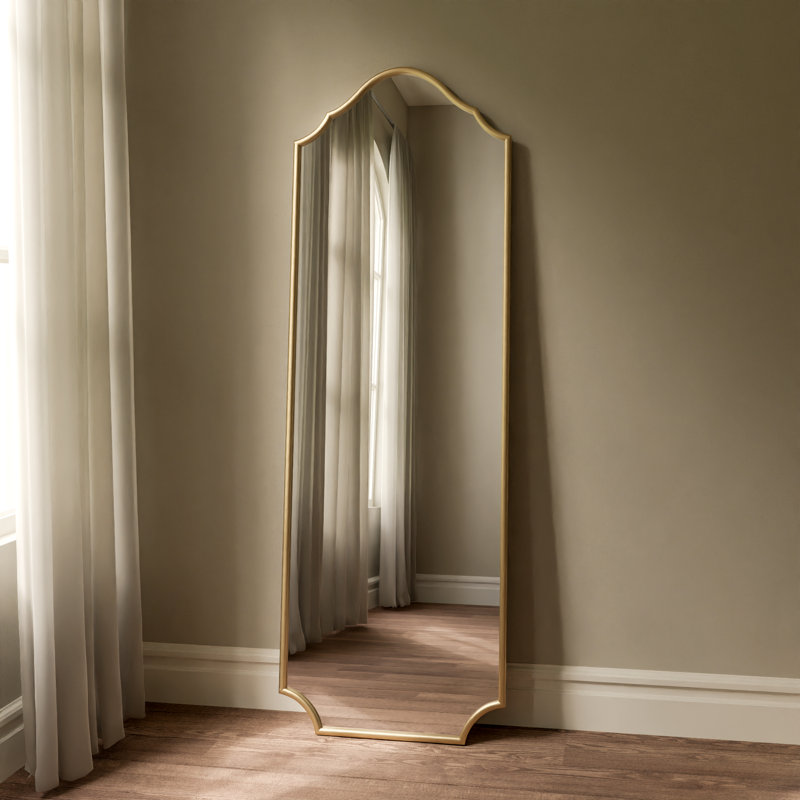 Lilith Metal Full Length Leaner Mirror, Gold, 65" x 22"