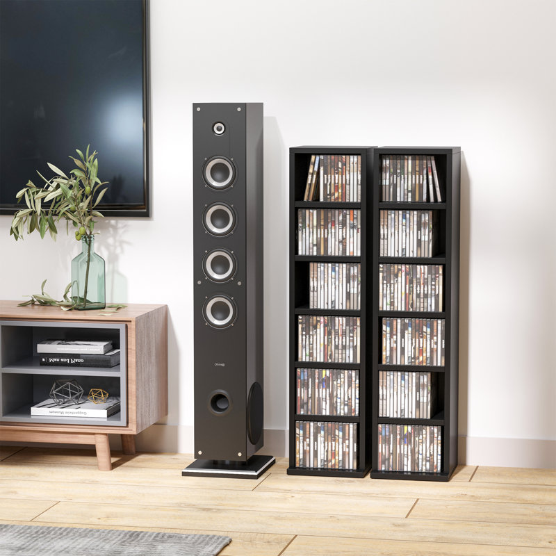88.5cm H Media Shelves, Black