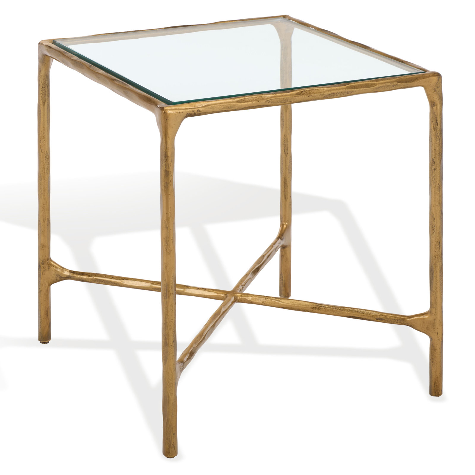 Evelynn End Table, Brass, Clear