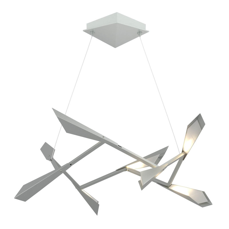 Luminaire suspendu 8 lumières DEL Quill, Platine rétro, Platine rétro