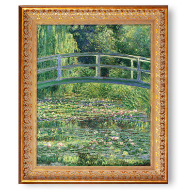 «The Water-Lily Pond» par Claude Monet, reproduction encadrée World Classic pour HomeDecor, cadre doré à motif rétro