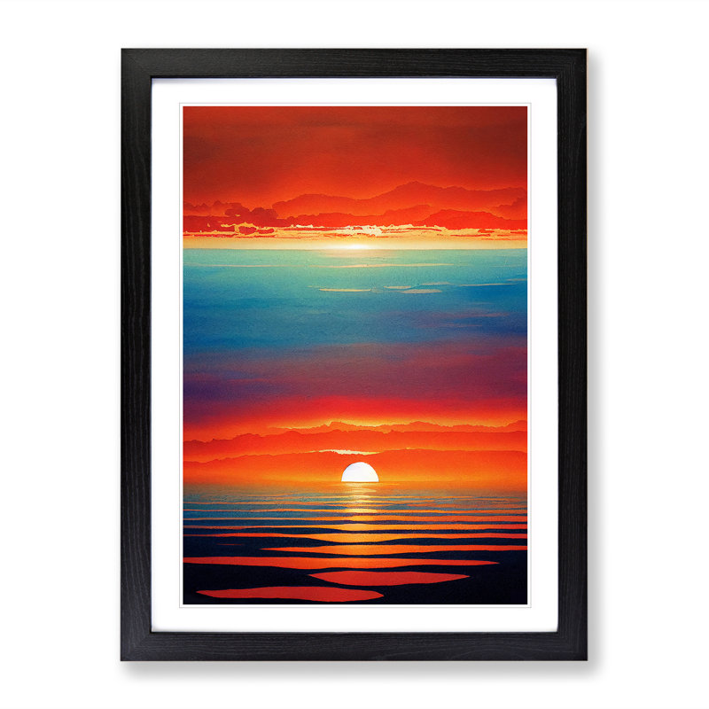 Striking Ocean Sunset No.1 - Framed Print, Black Framed, 64cm H x 46cm W x 2cm D