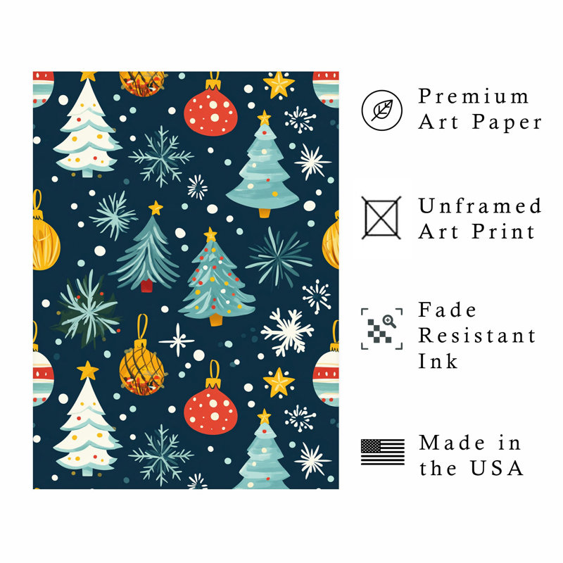 «Holiday Christmas Tree Dreams III», reproduction d'art moderne sans cadre, H 30 po x l 20 po