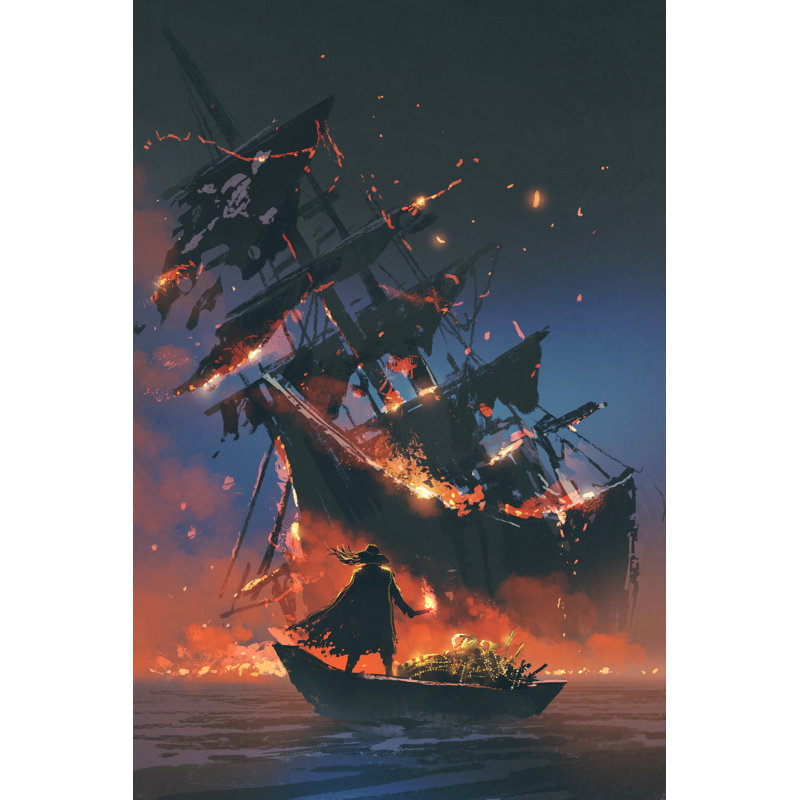 Pirate On Boat by Grandfailure - Wrapped Canvas Print, 122cm H x 81cm W x 3.8cm D