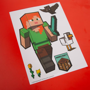 Minecraft: Adhésifs muraux - 50+ autocollants en vinyle, décalcomanies murales, personnages-objets-conceptions de jeu de paysage, décoration de chambre, auto-adhésif, sous licence