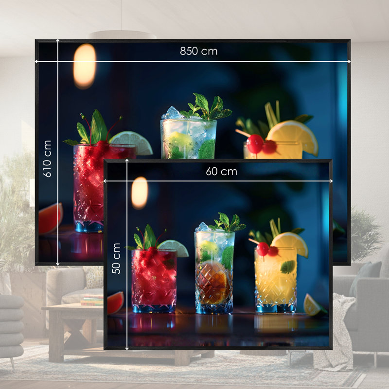 Single Picture Frame LED Illuminated Wall Art Wall Art on Glass / Aluminium, 50 cm H x 60 cm W