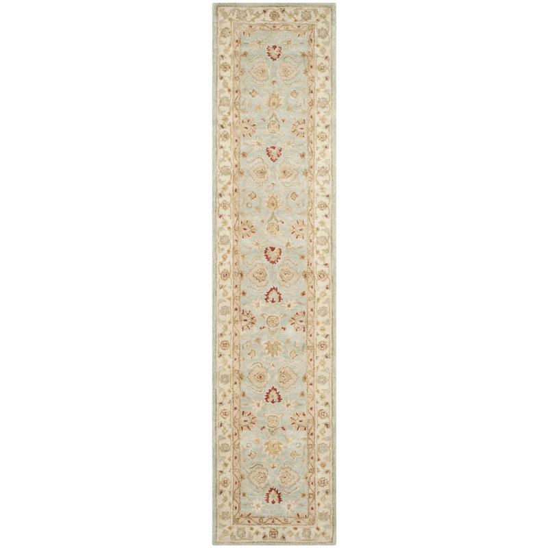 Antiquity Wool Oriental Area Rug in Gray Blue / Beige, Runner 2'3" x 12'