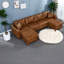 Inch Sectionals with Storage, Breathable PU Leather, Modern Brown Family Sofa-2145411460