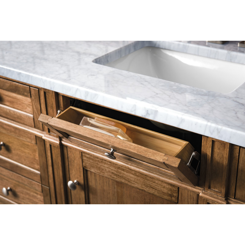 Brittany 60'' W Single Vanity, Saddle Brown, Eternal Jasmine Pearl